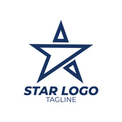 Blue Star Logo Vector in elegant Style with White Background.