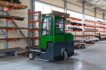 Forklift on warehouse background