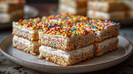 A plate of several pieces of cake with sprinkles on top, AI