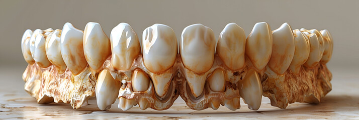 Jaw with teeth and premolar implants,
teeth in the table
