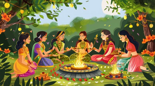 Close up view of Indian Hariyali Green Teej festival, Indian Shiv Ling celebration.Indian holiday. Ai generated