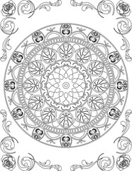 Printable Mandala Coloring Page for Adults. Educational Resources for School for Kids. Adults Coloring Book. Mandala Coloring Activity Worksheet.