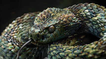 Coiled Beauty: A Captivating Portrait of a Venomous Snake in its Natural Habitat