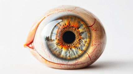 Hyper-detailed macro of a human eye with visible veins.