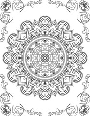 Printable Mandala Coloring Page for Adults. Educational Resources for School for Kids. Adults Coloring Book. Mandala Coloring Activity Worksheet.