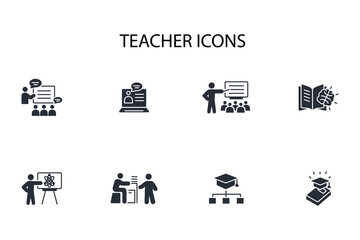 Teacher icon set.vector.Editable stroke.linear style sign for use web design,logo.Symbol illustration.