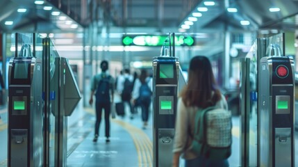 Commuters automatic entry gate at Mass Rapid Transit 