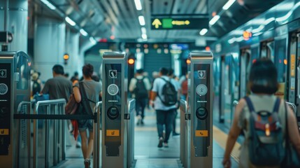 Commuters automatic entry gate at Mass Rapid Transit 
