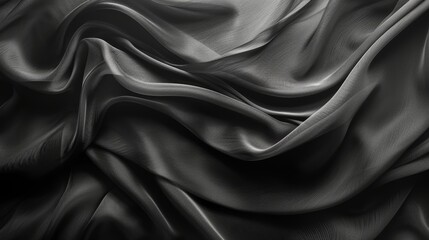 Fototapeta premium Black wavy silk fabric.