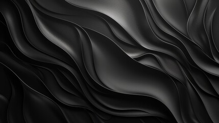 Obraz premium Black wavy smooth dark gray gradient background.