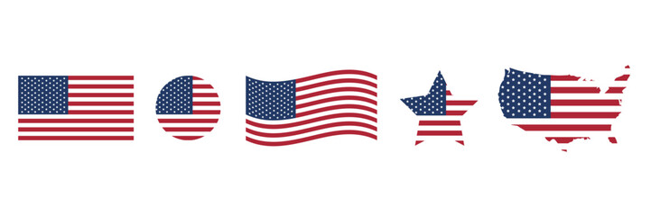 Fototapeta premium Stripes flags united states with stars. American national symbol isolated on transparent background. Veteran and Memorial day. Vector Illustration.