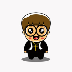 cute vector design illustration mascot priest