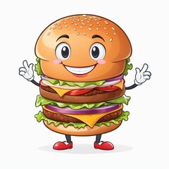 Happy Cheeseburger Character