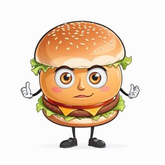 Happy Cheeseburger Character