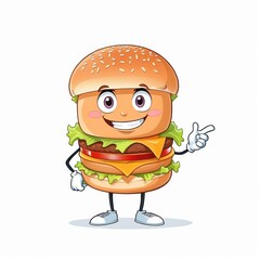 Happy Cheeseburger Character