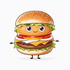 Happy Cheeseburger Character