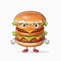 Happy Cheeseburger Character
