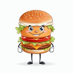 Happy Cheeseburger Character