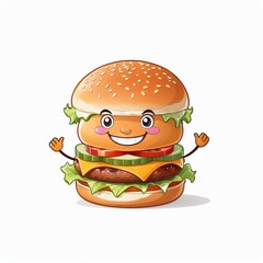 Happy Cheeseburger Character