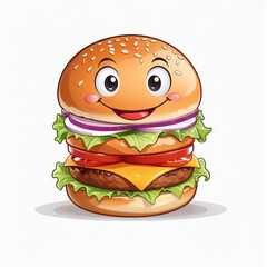 Happy Cheeseburger Character