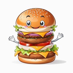 Happy Cheeseburger Character