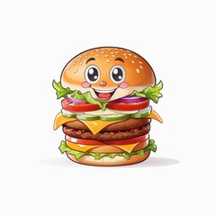 Happy Cheeseburger Character