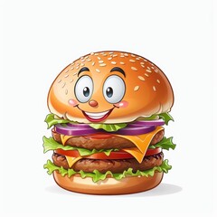 Happy Cheeseburger Character