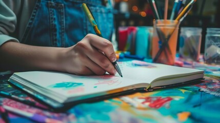 Creative study material organization with bullet journals, mind maps, and color-coded notes