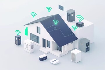 Fototapeta premium Video technology links secure home networks with alerts through safeguarding point-to-point private network setups, enhancing security with smart camera integration.