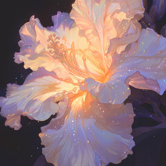 Amidst the Night Sky: Enchanting Oversized Blooms in Radiant Orange and Luminous Yellow Hues