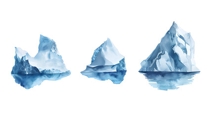Set of icebergs, cut outSet of icebergs, cut out