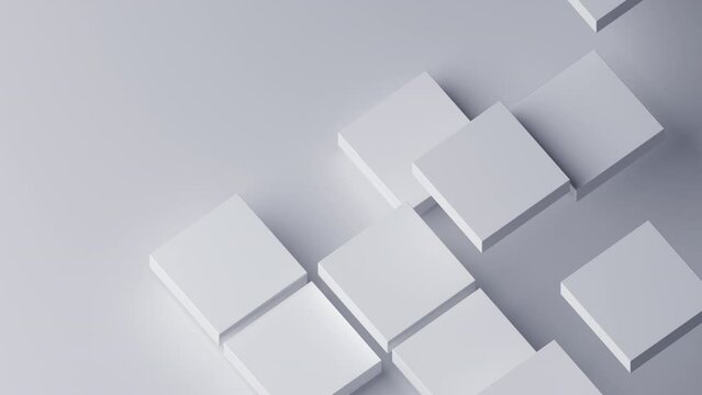 Abstract animation, white geometric background design, 4k seamless looped video, 3d render