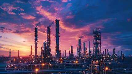 Fototapeta premium Petrochemical industry concept with twilight sky