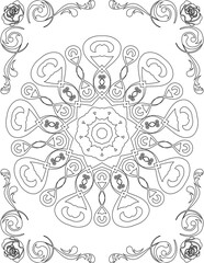 Printable Mandala Coloring Page for Adults. Educational Resources for School for Kids. Adults Coloring Book. Mandala Coloring Activity Worksheet.