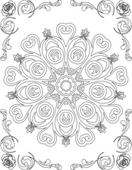 Printable Mandala Coloring Page for Adults. Educational Resources for School for Kids. Adults Coloring Book. Mandala Coloring Activity Worksheet.