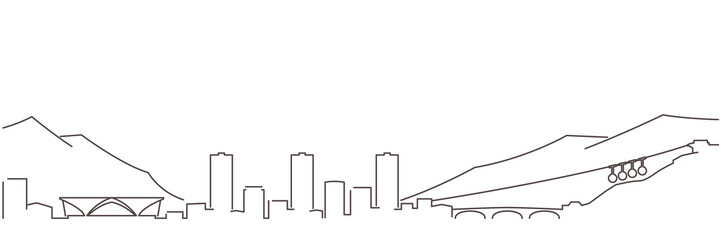 Grenoble Dark Line Simple Minimalist Skyline With White Background