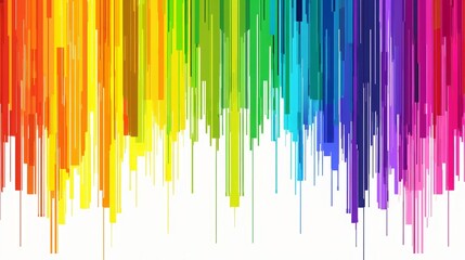 Modern Illustration of Rainbow Colored Stripes Cascading Vertically, Reflecting the Diversity of the LGBT Community for a Pride Poster, Isolated on White Background