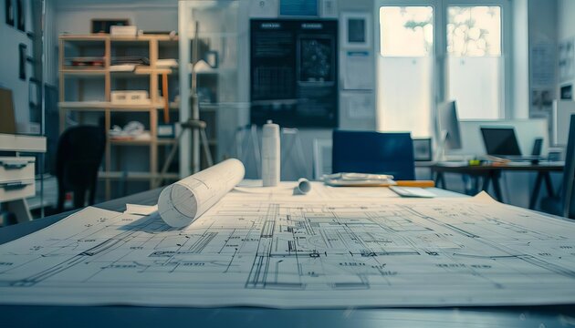 A blueprint on an architects table that metaphorically represents constructing a robust investor relations foundation
