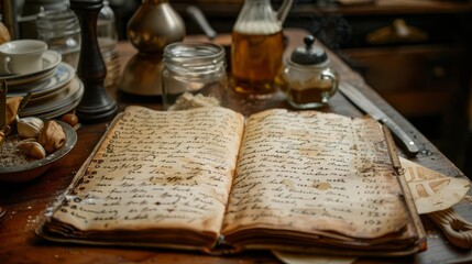 Showcase a chefs collection of handwritten recipes, passed down through generations, each one a treasure in the culinary world