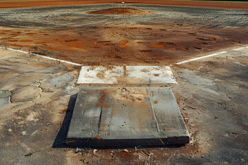 Batter's box and home plate at Baseball field with nobody