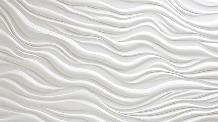 3D white wavy tiles made of gypsum for interior wall decoration.
