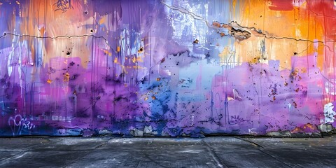 Vibrant urban street art on a weathered concrete wall. Concept Urban Art, Street Style, Concrete Wall, Vibrant Colors, Weathered Aesthetic
