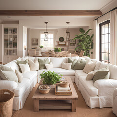 Elegant White Living Room with Vast Windows Showcasing Scenic Views