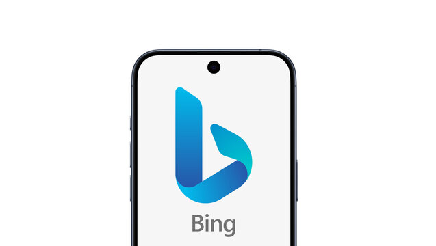 Microsoft Bing logo is displayed on a modern smartphone, Bing, search engine, website, Copilot, artificial intelligence, web, internet