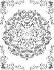 Printable Mandala Coloring Page for Adults. Educational Resources for School for Kids. Adults Coloring Book. Mandala Coloring Activity Worksheet.