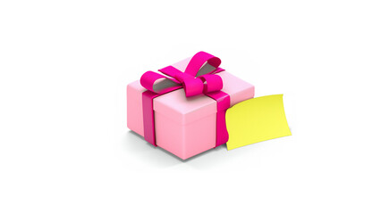 pink gift box with ribbon and blank note. Happy Mother Day Background Concept. Generative Ai