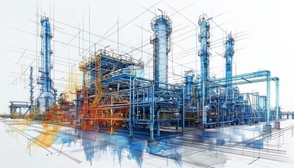 Sketch a digital twin of an oil refinery, integrating realtime data to optimize production and safety measures