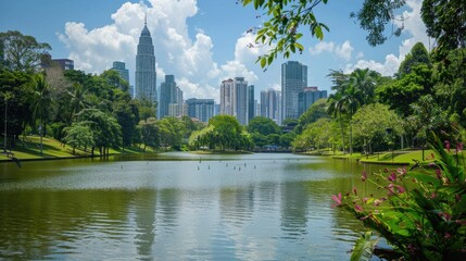 Kuala Lumpur Malaysia skyline at Titiwangsa Park