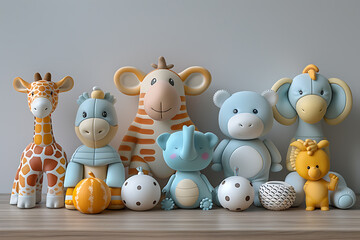 a collection of colorful toys arranged artfully, inviting exploration and sparking imagination in a playful setting