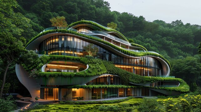 Nature Inspired Building Architecture  An architectural concept for a building that mimics the form of a leaf